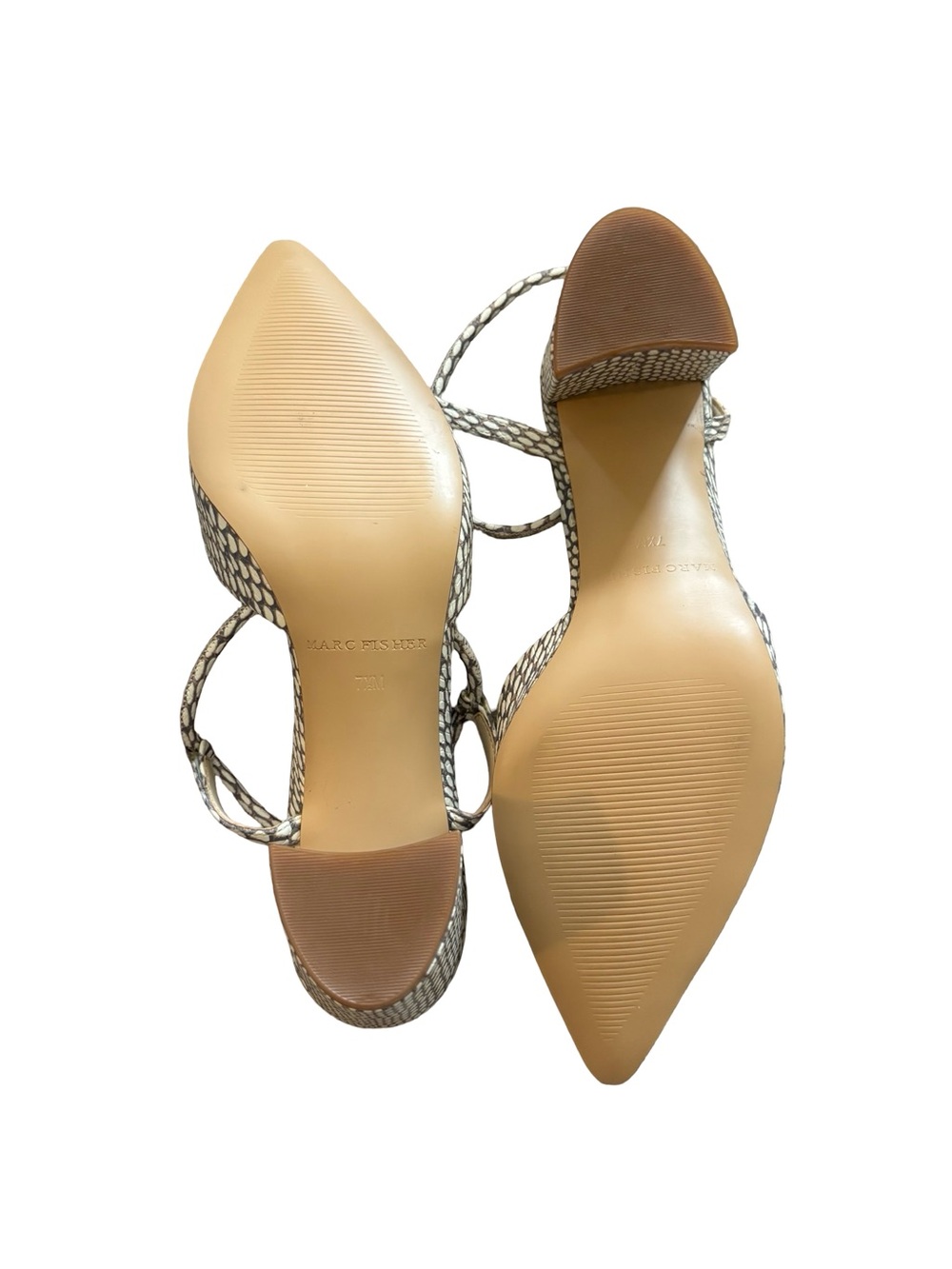 Marc Fisher Cream Snake-Print Pointed Block Heel Pumps 7.5M - Picture 6 of 6